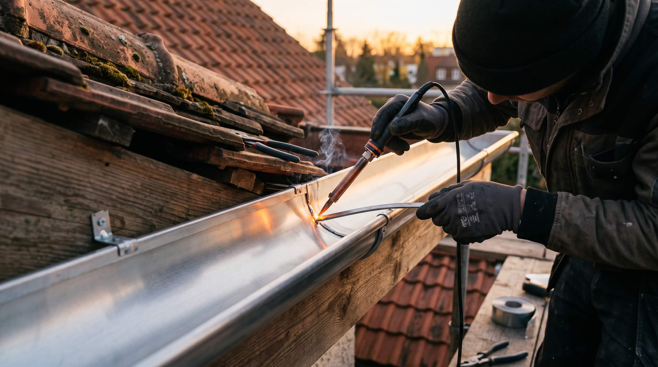 Soudure et façonnage de gouttières zinc sur mesure
